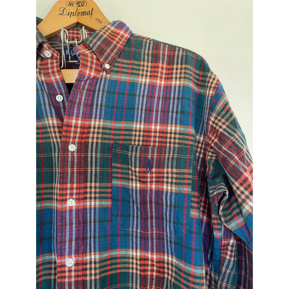 Ralph Lauren Blaire 100% cotton size M plaid long sleeve button down shirt